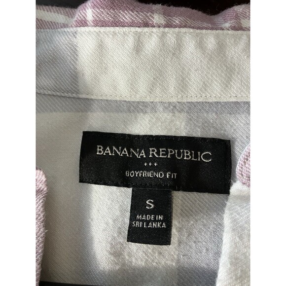 Banana Republic Boyfriend Fit Flannel Shirt Lilac/white Size Small - Picture 2 of 6